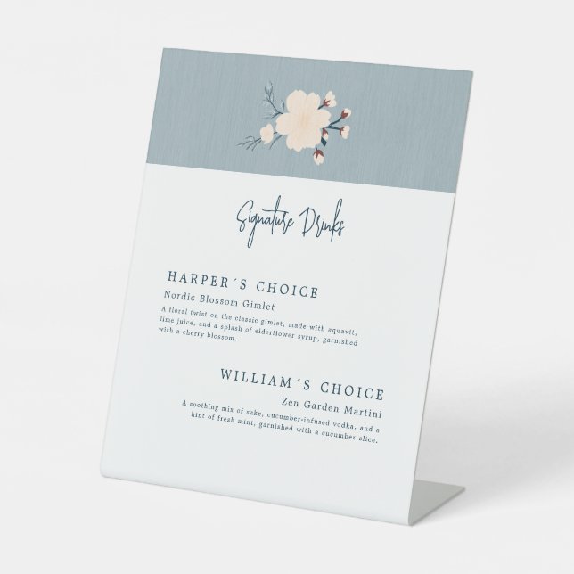 Signe De Table Japandi cerisier signature fleurs boissons mariage (Recto)