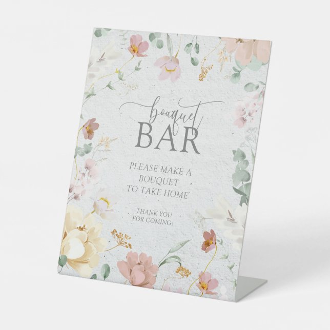 Signe De Table Jardin rose vif Fleurs Douche Bouquet Bar (Recto)