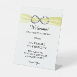Signe De Table  jaune Infinité argent Sécurité Mariage