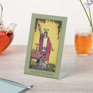 Signe De Table Je Manifeste L'Abondance   Carte Tarot Magicien