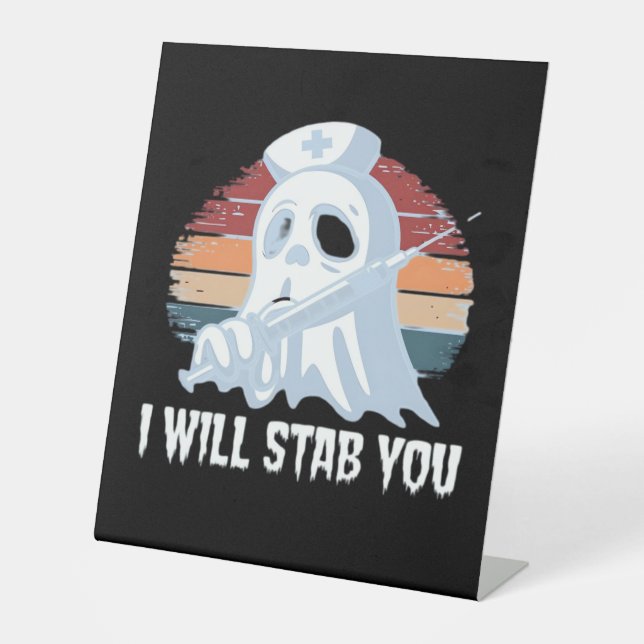 Signe De Table Je vous poignarderai un t-shirt, infirmière fantôm (Recto)