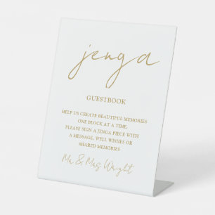 Signe De Table Jenga Guestbook Chic Gold Minimaliste Script