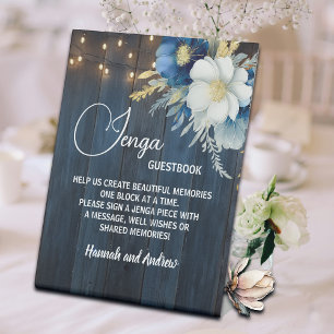 Signe De Table Jenga Mariage Livre d'or Chaîne Lumières Florales