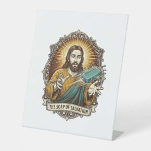Signe De Table Jésus a laissé tomber le savon glissant sous la do