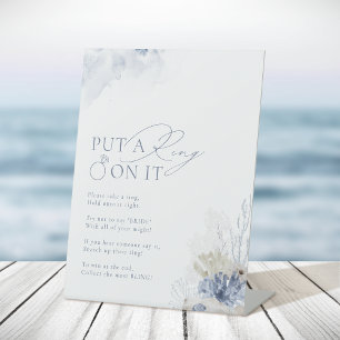 Signe De Table Jeu de Baby Shower "Blue Coral a mis un anneau des