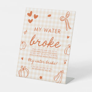 Signe De Table Jeu de Baby Shower Citrouille d'Automne Mon Eau a