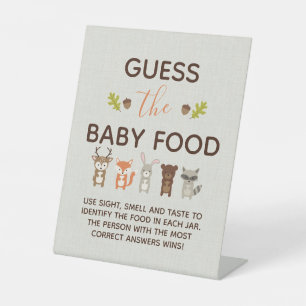 Signe De Table Jeu de Baby shower Woodland - Guess Baby Food Po