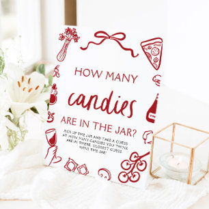 Signe De Table Jeu de devinette de bonbons de mariage italien rou