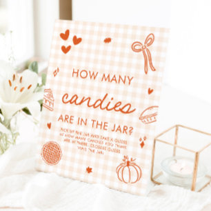 Signe De Table Jeu de devinette de bonbons Fall Gingham Cutie Pie