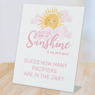 Signe De Table Jeu de devinette de tétines pour Baby Shower Sunsh