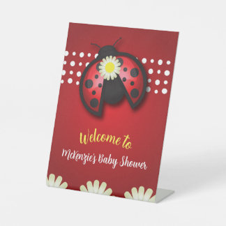 Signe De Table Joli Baby shower de marguerites rouges et noires