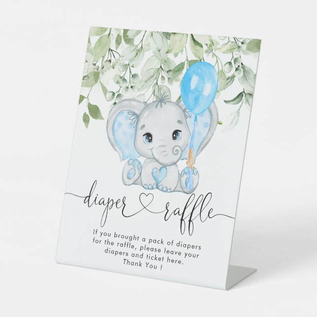 Signe De Table Joli Baby shower éléphant Petit Papier Raffle (Recto)