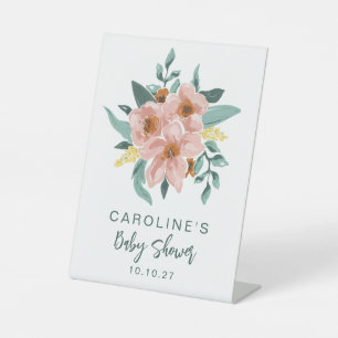 Signe De Table Joli Baby shower floral rose de taille de menthe