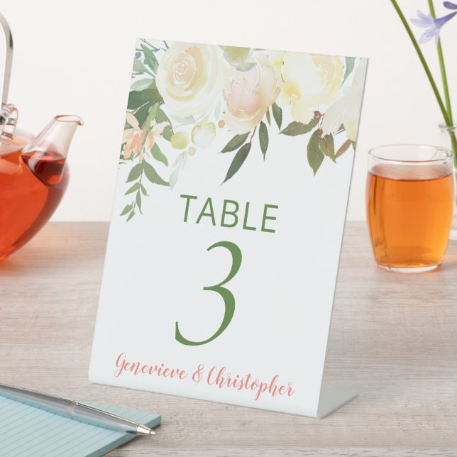 Signe De Table Joli Boho Creme Rose Mariage Numéro de table Signa (In SItu)