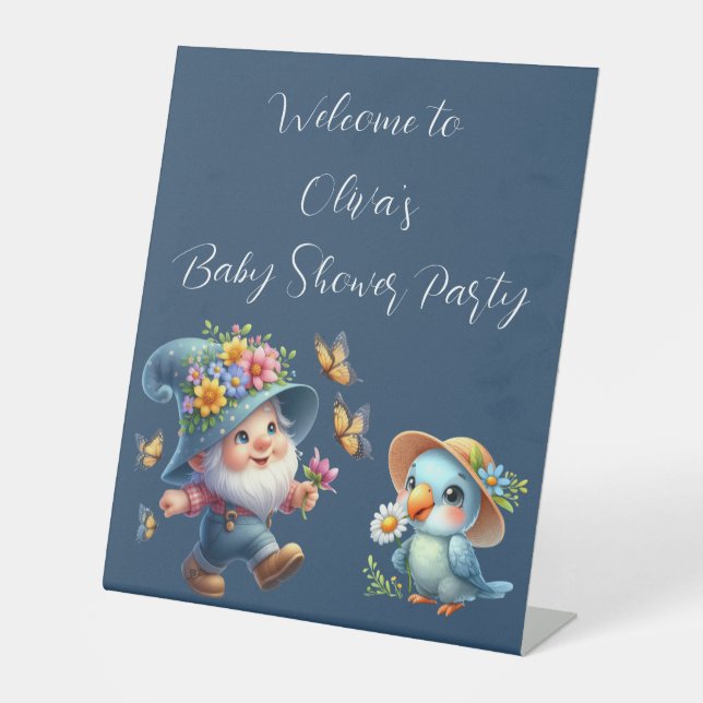 Signe De Table Joli Gnome Avec Baby shower Papillon (Recto)