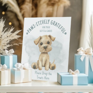 Signe De Table Joli Oh Garçon Chiot bleu Baby shower rayé Cadeau