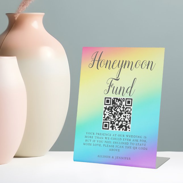 Signe De Table Joli Rainbow Fade Custom Wedding Honeymoon Fund (Créateur téléchargé)