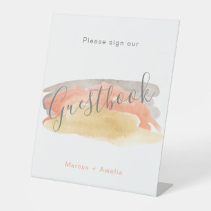 Signe De Table Jolie aquarelle minimaliste Mariage livre d'or