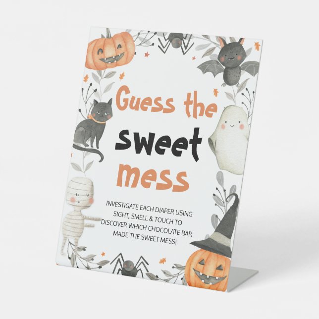 Signe De Table Jolie Halloween Guess the Sweet Mess Baby shower (Recto)