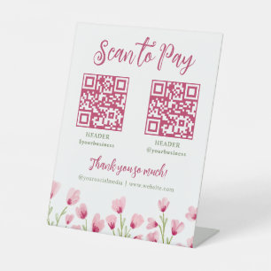 Signe De Table Jolies Fleurs Sauvages Roses Scannent Pour Payer 2