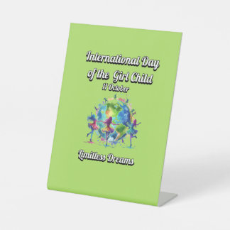 Signe De Table Journée internationale de la Fille. Des rêves sans