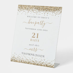 Signe De Table Jours De Parties scintillant D'Or Jusqu'À Mme Nom 