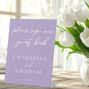 Signe De Table Jovely Lilac Purple Mariage Livre d'invité