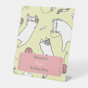 Signe De Table Joyeuse Fête d'Anniversaire de Chat Mignon