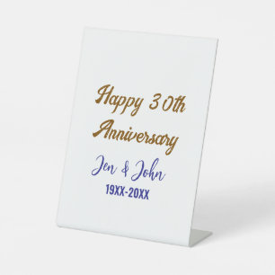 Signe De Table Joyeux 30e anniversaire de mariage royal bleu or s