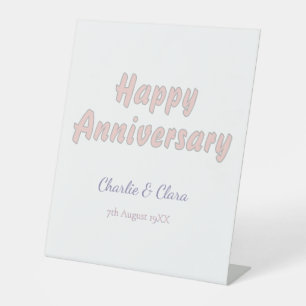 Signe De Table Joyeux anniversaire ajouter nom rose gris pastel g