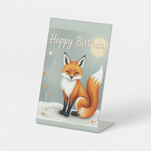 Signe De Table Joyeux Anniversaire Renard Brun Forêt Mignonne