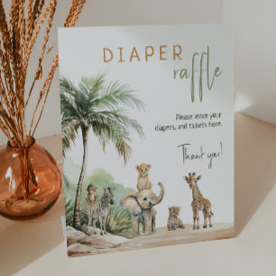 Signe De Table Jungle Safari Animaux Baby shower Déchets Raffle