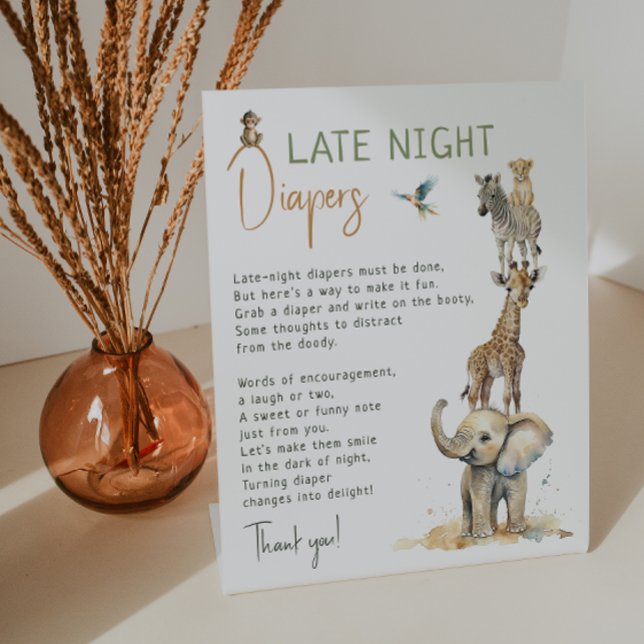 Signe De Table Jungle Safari Animaux Late Night Diapers (Créateur téléchargé)