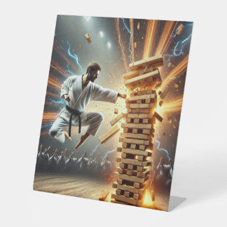 Signe De Table Karateka Breaking Boards - Dynamic Martial Arts Ho