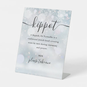Signe De Table Kippot juif de mariage d'hiver Script Yarmulke