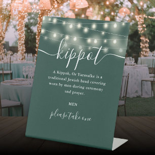 Signe De Table Kippot Yarmulke de mariage juif Emerald Lights