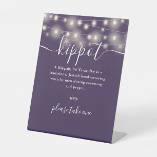 Signe De Table Kippot Yarmulke Mariage Juif Lumières Violettes