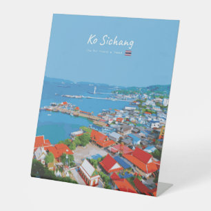 Signe De Table Ko Sichang, Thaïlande - Vue animée du port