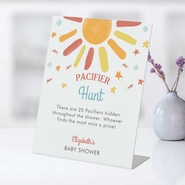 Signe De Table La Chasse De Pacifier Ici Vient Le Baby shower Fil (Créateur téléchargé)