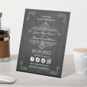 Signe De Table La collection de mariage Ornate Chalkboard