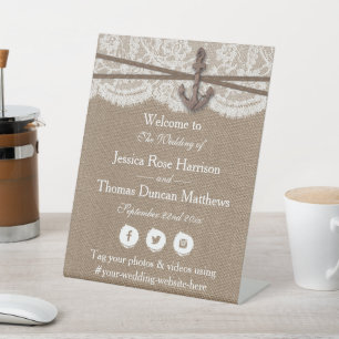 Signe De Table La collection Rustique de Mariages d'Ancres nautiq