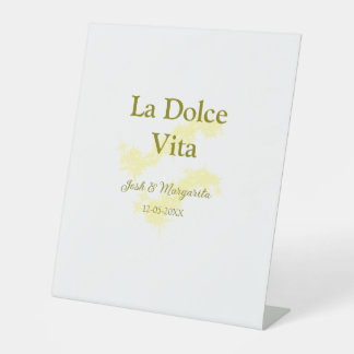 Signe De Table La Dolce Vita jaune mariage couple Nom date glit