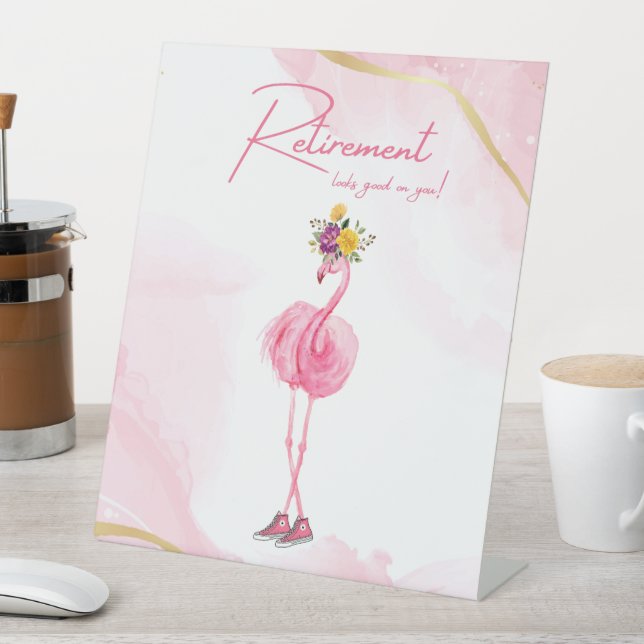 Signe De Table La retraite te va bien ! Flamant rose en Basket (In SItu)