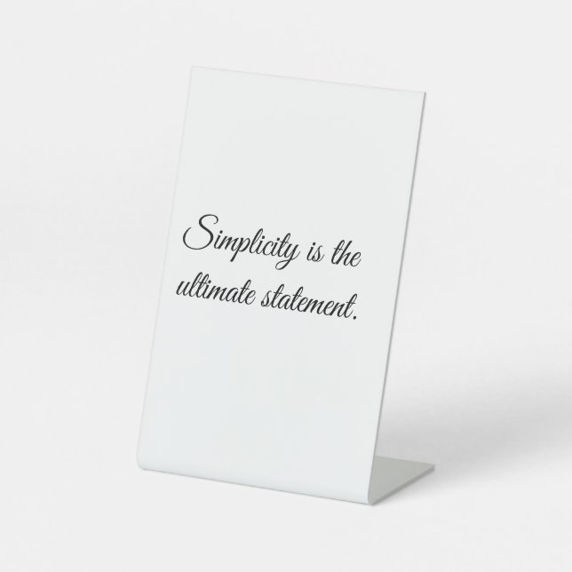 Signe De Table « La simplicité est la déclaration ultime » Modern (Recto)