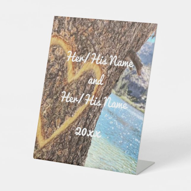 Signe De Table Lac Tahoe Blue Water Tree Heart Love (Recto)