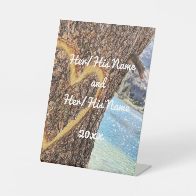 Signe De Table Lac Tahoe Blue Water Tree Heart Love (Recto)