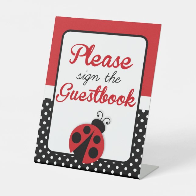 Signe De Table Ladybug Guestbook Anniversaire ou Baby shower (Recto)