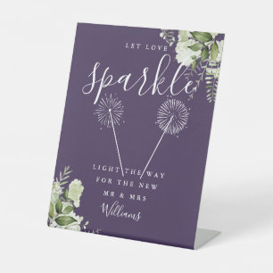 Signe De Table Laisser l'amour étinceler Floral Purple Mariage