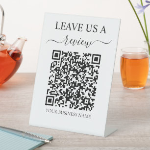 Signe De Table Laissez-nous un examen Analyse QR Code Boutique Dé