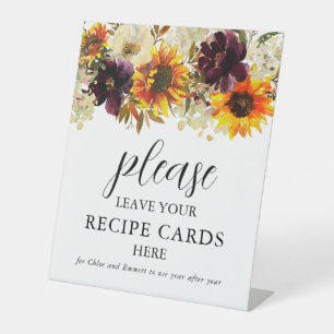 Signe De Table Laissez vos cartes de recettes ici Baby Shower Mar